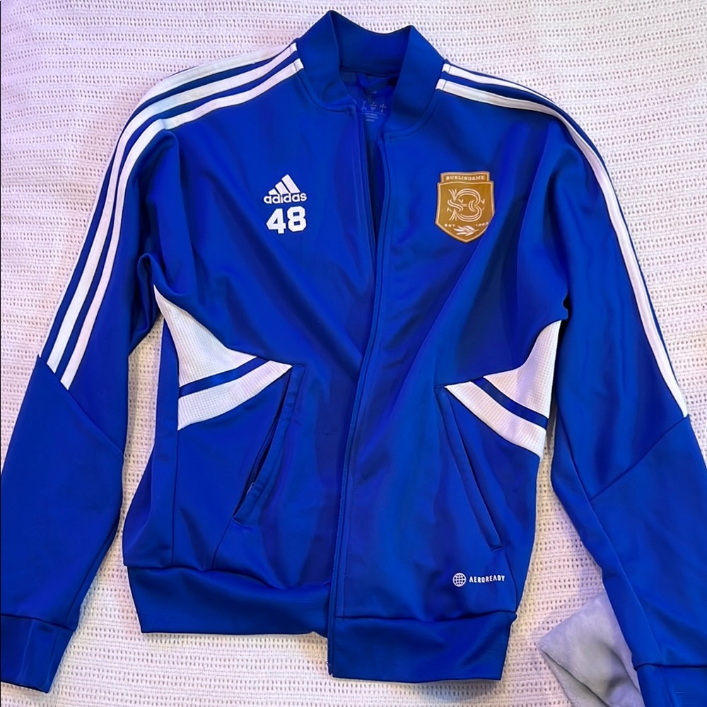 Adidas Blue Track Jacket with White stripes